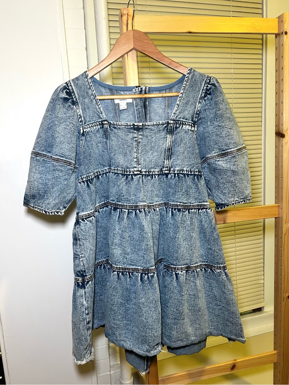 Forever 21 Denim Tiered Mini Dress in Blue Size Medium Like New